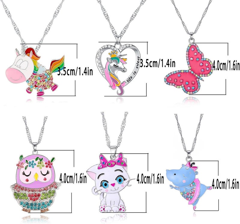 SYNLIN Cute Necklaces for Teen Girls - Adorable Pastel Crystal Necklace for Little Girls - Unicorn and Fairy Gifts - Dainty Necklace Birthday Gift Pack (3/6 Pcs) - Image 4